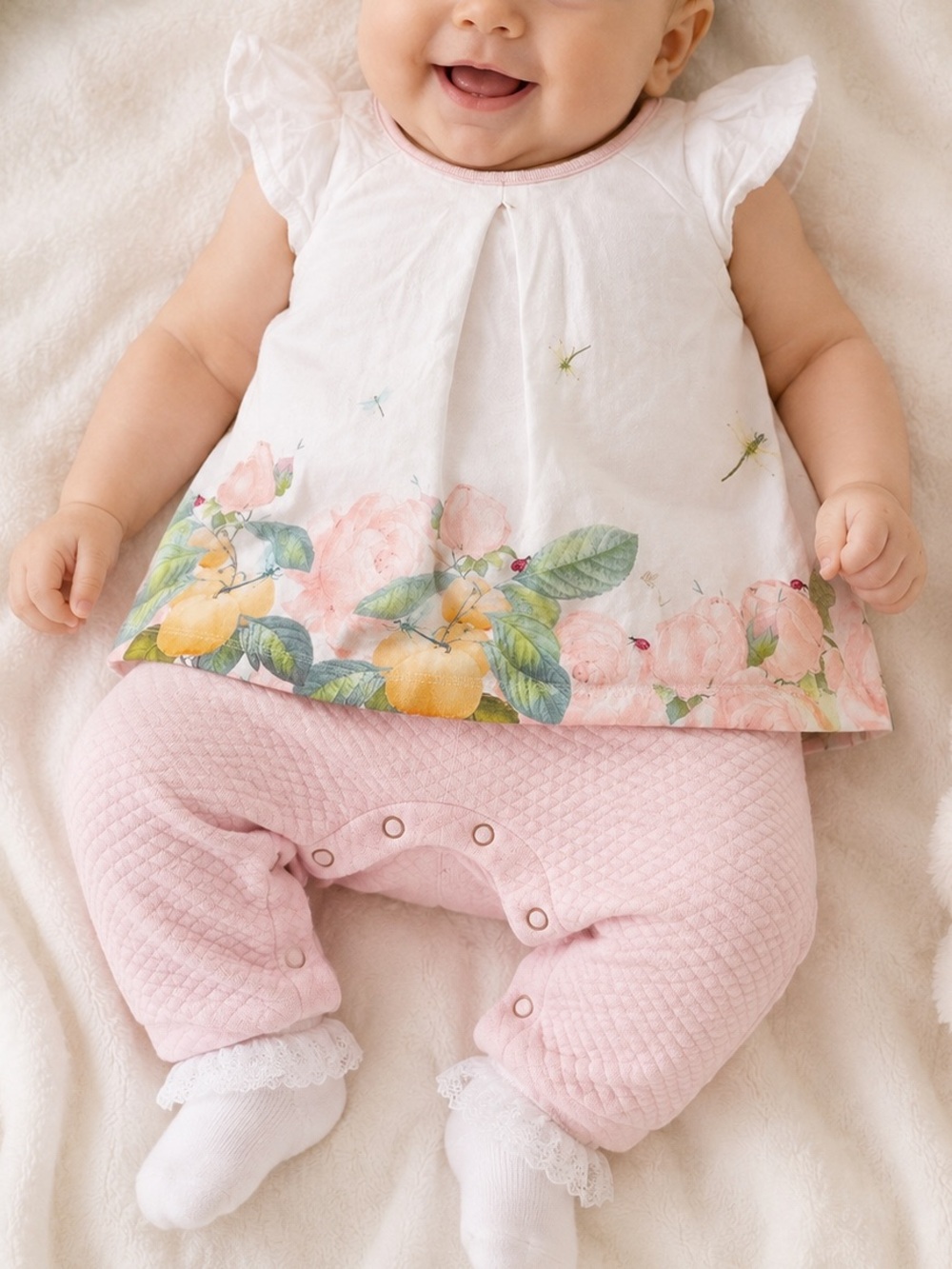Baker by Ted Baker Floral Baby Romper 6-9 Months Pink White